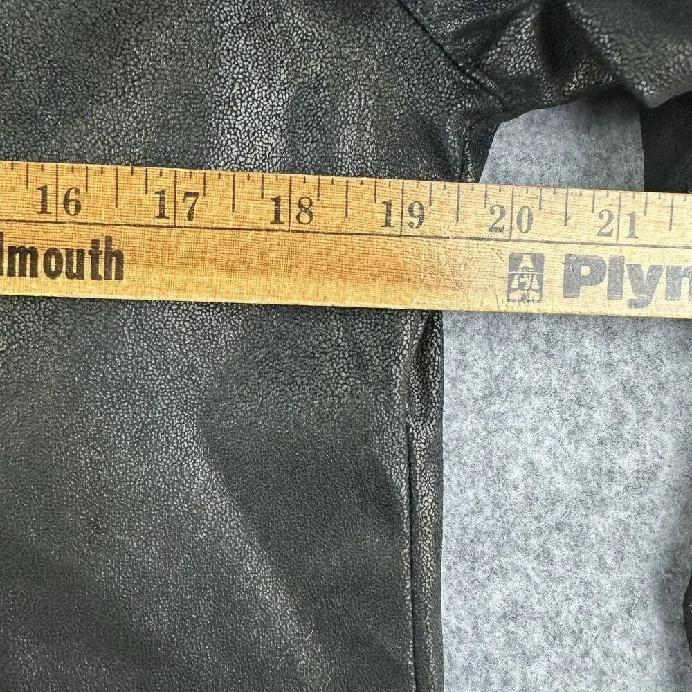 Mote Anthropologie Jacket Women XL Black Gold Foil Faux Leather Moto Lightweight